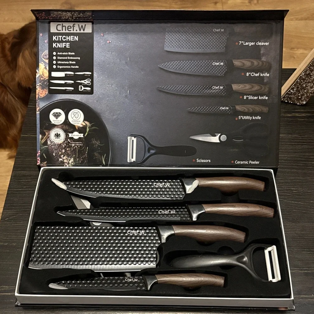 Black and Brown Kitchen Knife Set